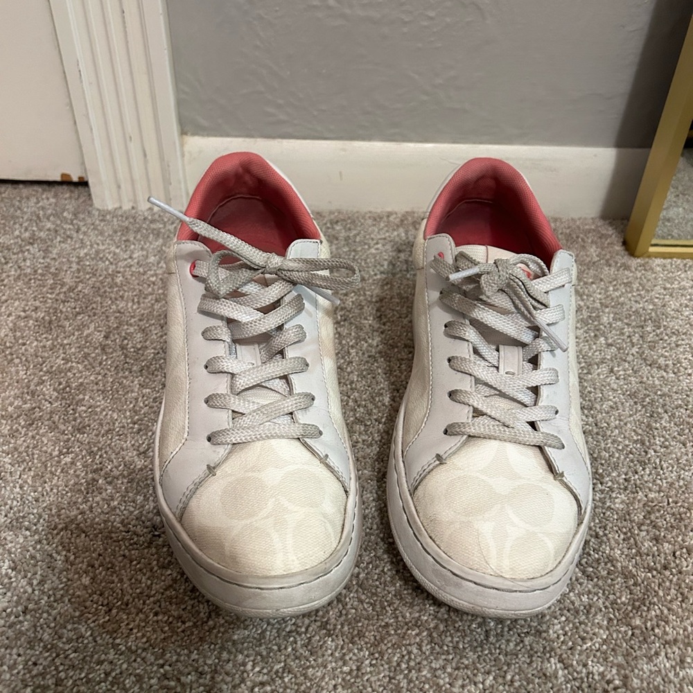 Coach Women's White and Pink Sneakers